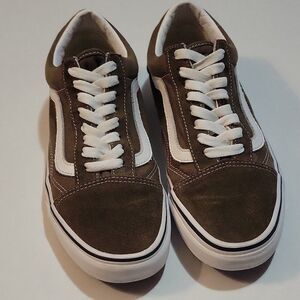 Vans Old Skool Olive Suede Skate Shoes Womens 9 Mens 7.5 Classic Stripe Sneakers